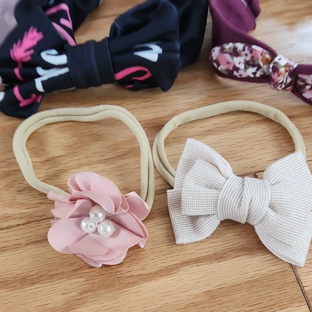 Bundle Of Kids Headbands Hair Accessories Set - Purple, Pink, Cream, Blue
